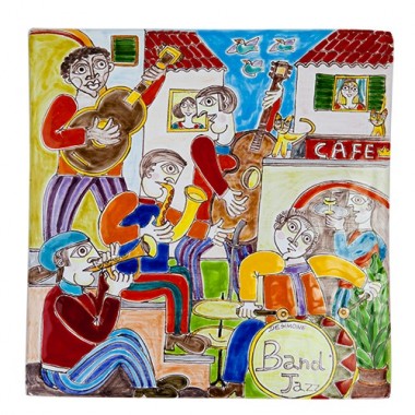 Sicilian handmade ceramic Panel Jazz Band PI416PM-2 Sicilian handmade ceramic Panel Jazz Band PI416PM-2